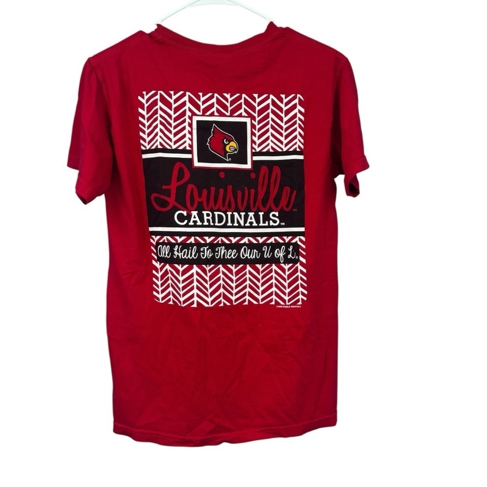 Two Louisville University Red Logo Women's Short Sleeve Tee Small - Picture 2 of 8
